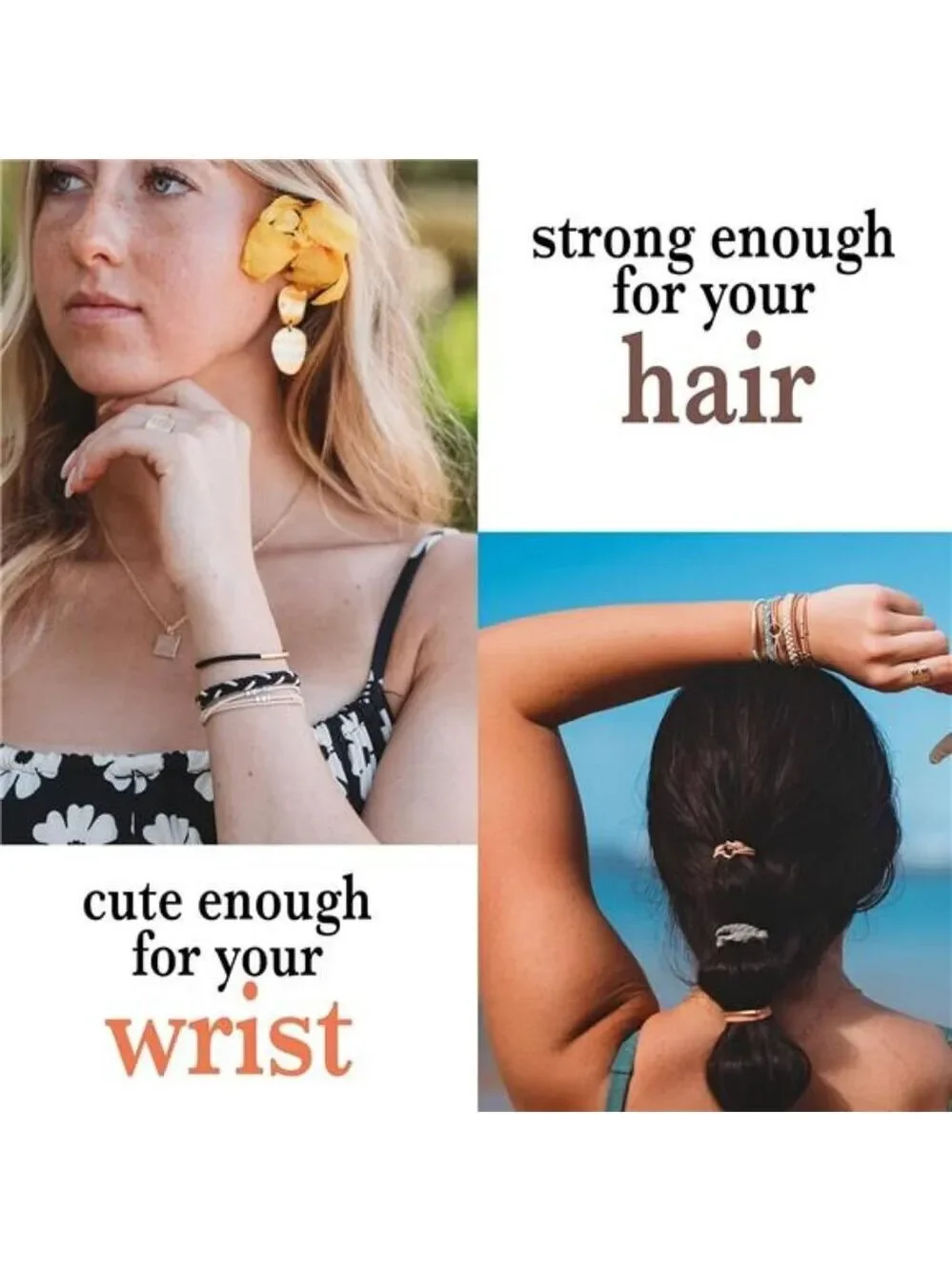 Womens hair tie bracelet set elastic no crease ponytail holder stylish jewelry g